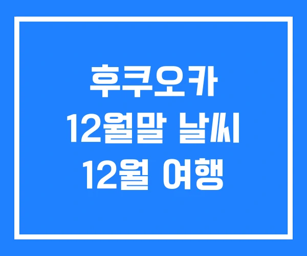 후쿠오카 12월말 날씨 12월 여행