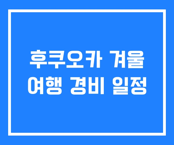 후쿠오카 겨울 여행 경비 일정
