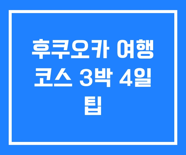 후쿠오카 여행 코스 3박 4일 팁