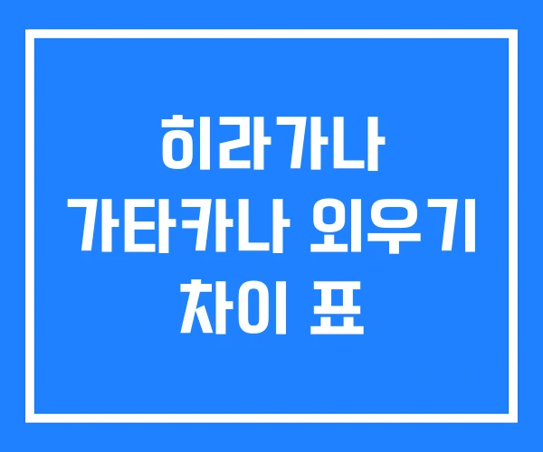 히라가나 가타카나 외우기 차이 표