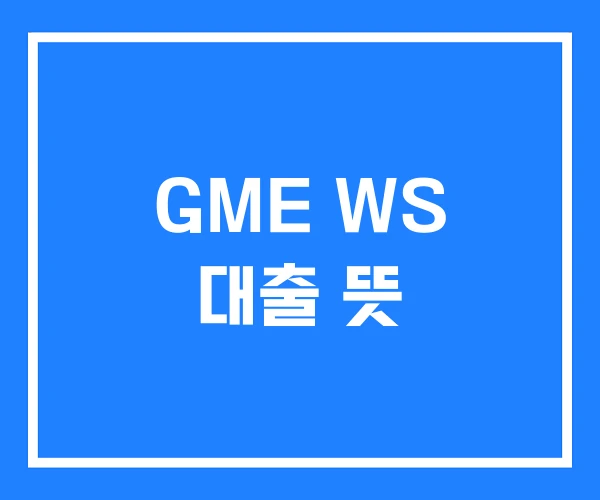 GME WS 대출 뜻 GME WS 대출 뜻
