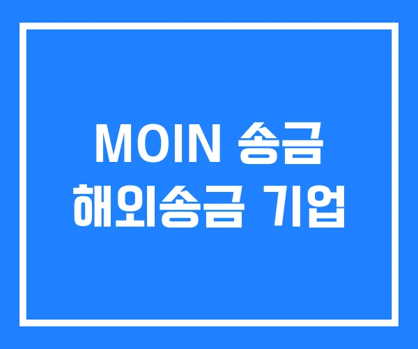 MOIN 송금 해외송금 기업