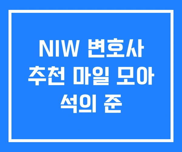 NIW 변호사 추천 마일 모아 석의 준
