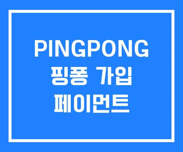 PINGPONG 핑퐁 가입 페이먼트