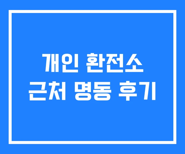 개인 환전소 근처 명동 후기