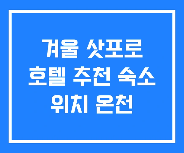 겨울 삿포로 호텔 추천 숙소 위치 온천