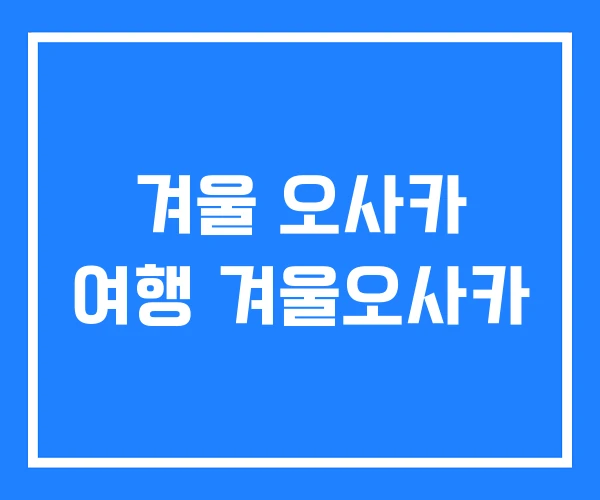 겨울 오사카 여행 겨울오사카 겨울 오사카 여행 겨울오사카