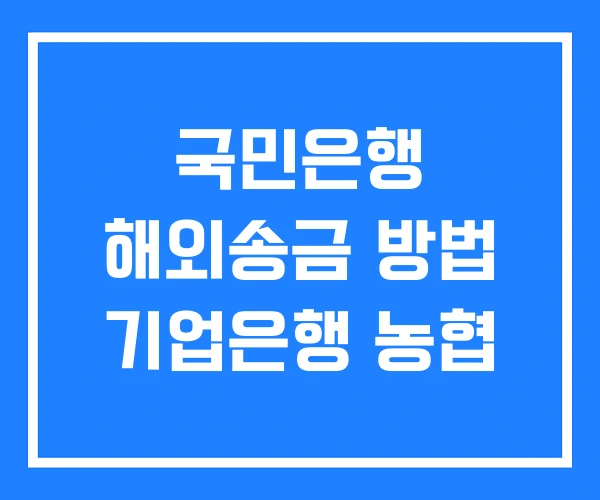국민은행 해외송금 방법 기업은행 농협