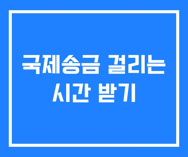 국제송금 걸리는 시간 받기