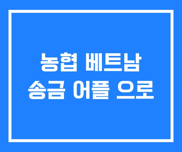 농협 베트남 송금 어플 으로