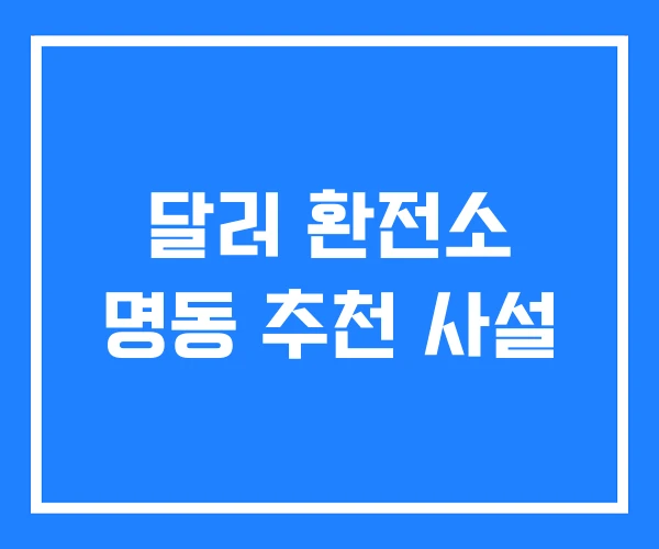 달러 환전소 명동 추천 사설