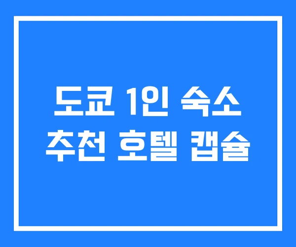 도쿄 1인 숙소 추천 호텔 캡슐