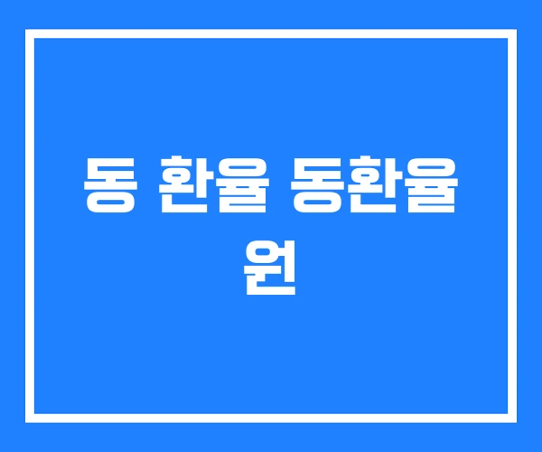 동 환율 동환율 원