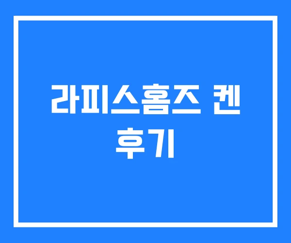 라피스홈즈 켄 후기 라피스홈즈 켄 후기