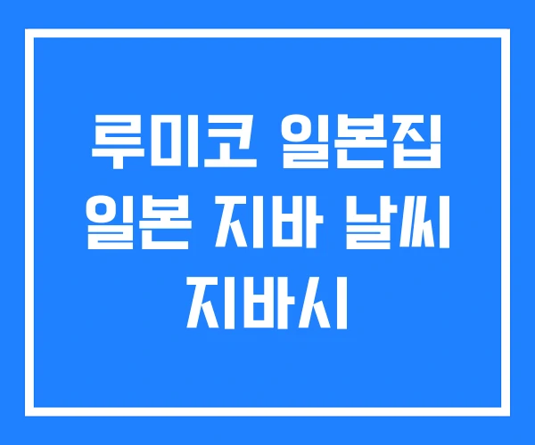루미코 일본집 일본 지바 날씨 지바시