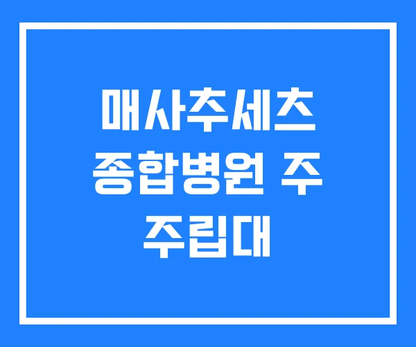 매사추세츠 종합병원 주 주립대