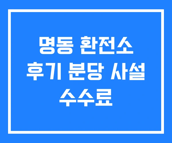명동 환전소 후기 분당 사설 수수료