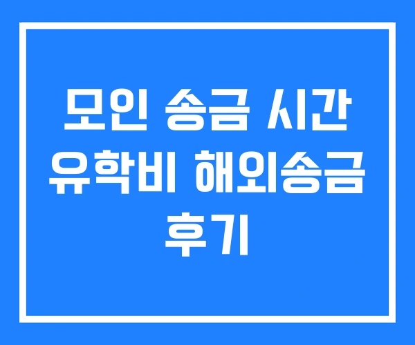 모인 송금 시간 유학비 해외송금 후기