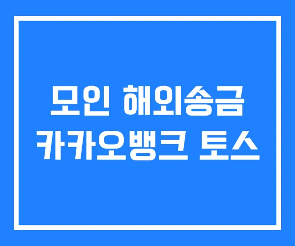 모인 해외송금 카카오뱅크 토스