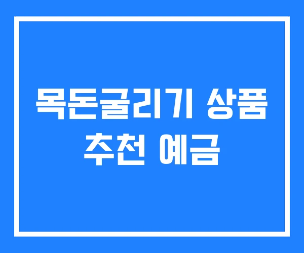 목돈굴리기 상품 추천 예금