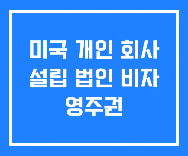 미국 개인 회사 설립 법인 비자 영주권