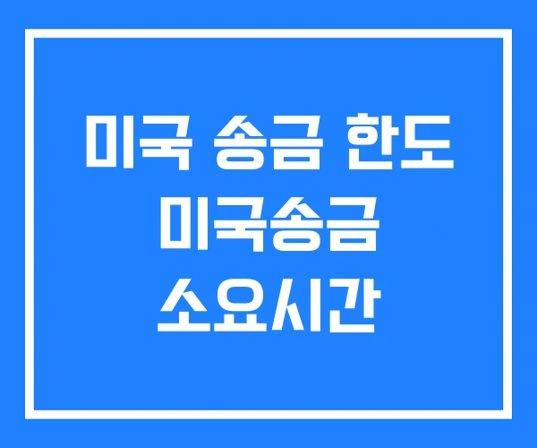 미국 송금 한도 미국송금 소요시간