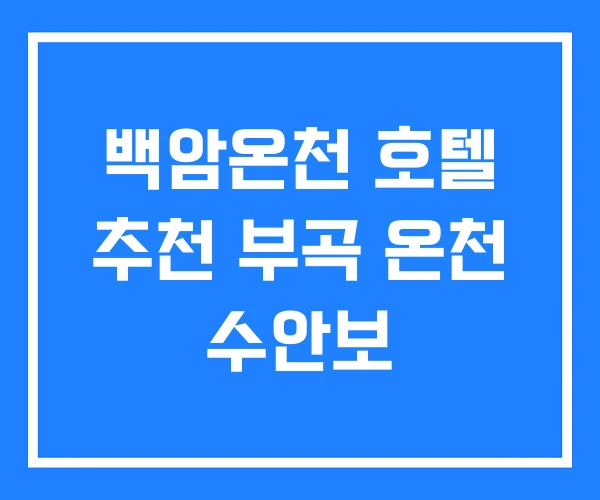 백암온천 호텔 추천 부곡 온천 수안보