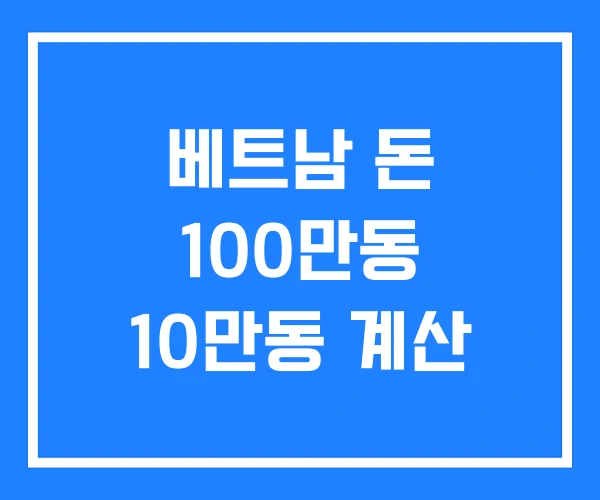 베트남 돈 100만동 10만동 계산 베트남 돈 100만동 10만동 계산