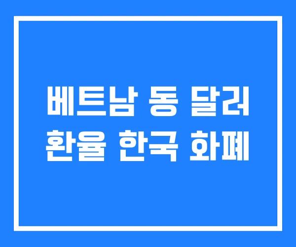 베트남 동 달러 환율 한국 화폐