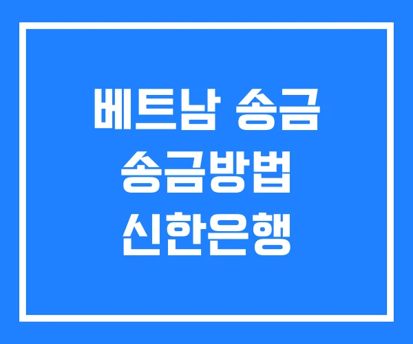 베트남 송금 송금방법 신한은행