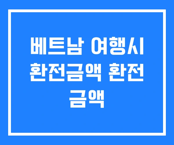 베트남 여행시 환전금액 환전 금액 베트남 여행시 환전금액 환전 금액