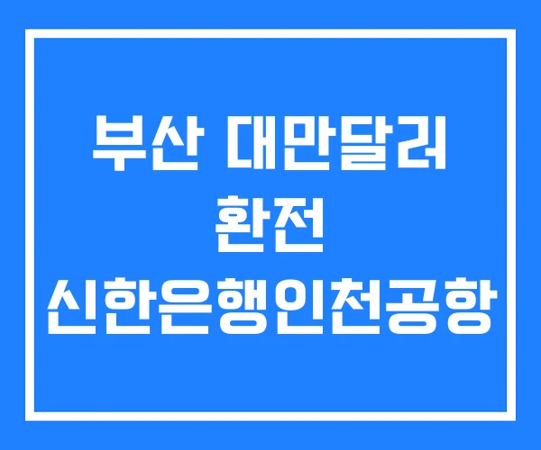 부산 대만달러 환전 신한은행인천공항