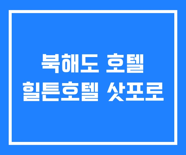 북해도 호텔 힐튼호텔 삿포로