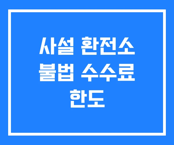 사설 환전소 불법 수수료 한도