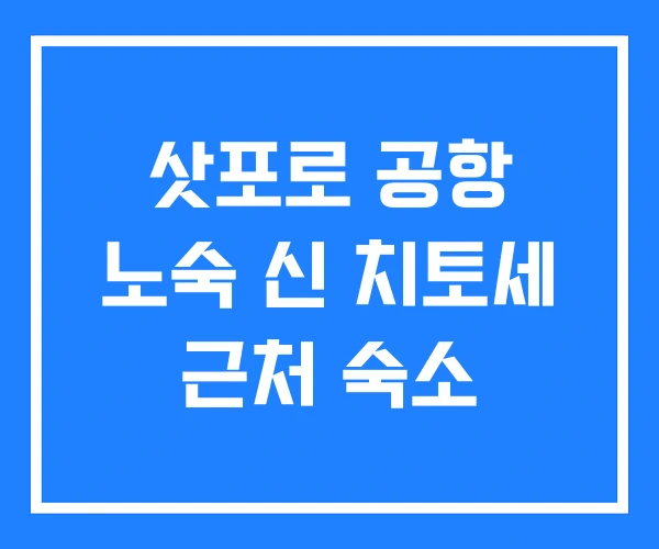 삿포로 공항 노숙 신 치토세 근처 숙소