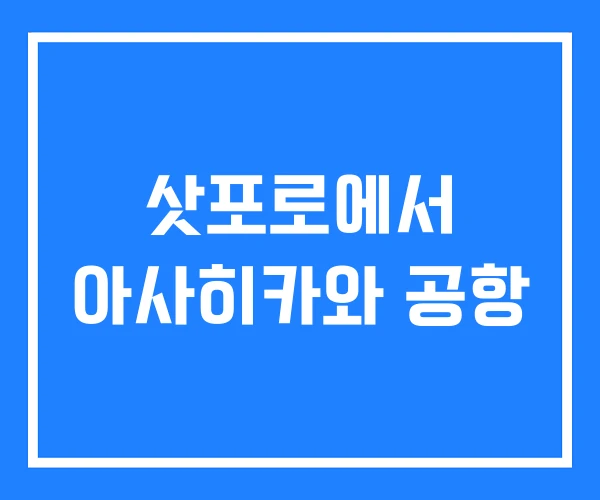 삿포로에서 아사히카와 공항 삿포로에서 아사히카와 공항