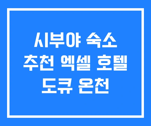 시부야 숙소 추천 엑셀 호텔 도큐 온천