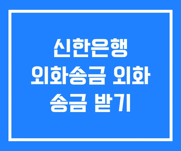 신한은행 외화송금 외화 송금 받기 신한은행 외화송금 외화 송금 받기