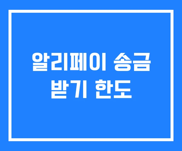 알리페이 송금 받기 한도