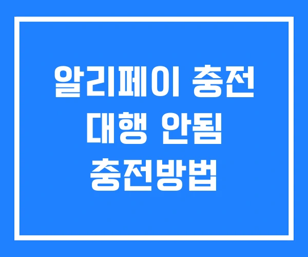 알리페이 충전 대행 안됨 충전방법