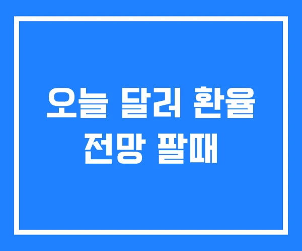 오늘 달러 환율 전망 팔때 오늘 달러 환율 전망 팔때