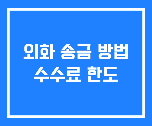 외화 송금 방법 수수료 한도