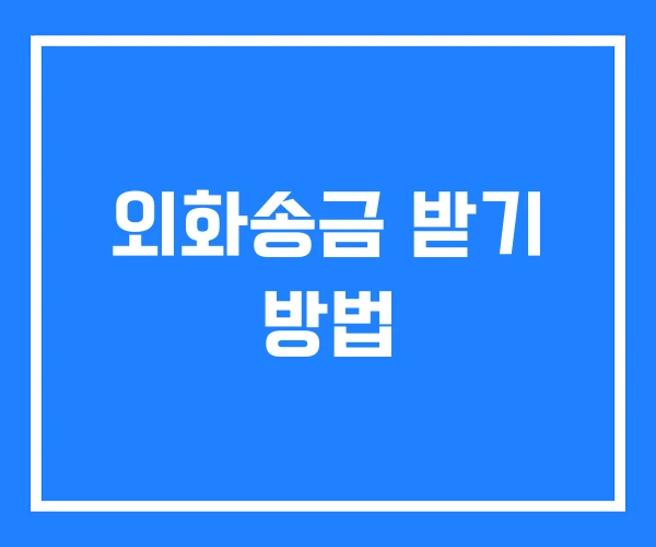 외화송금 받기 방법 외화송금 받기 방법