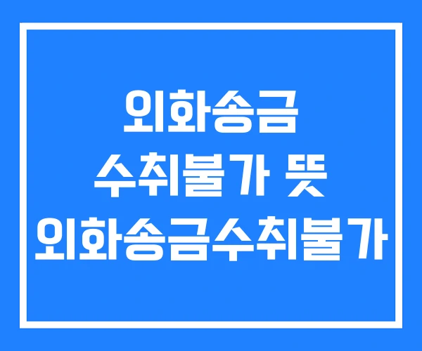 외화송금 수취불가 뜻 외화송금수취불가 외화송금 수취불가 뜻 외화송금수취불가