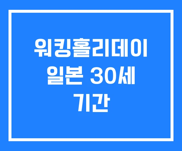 워킹홀리데이 일본 30세 기간