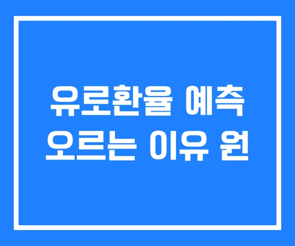유로환율 예측 오르는 이유 원