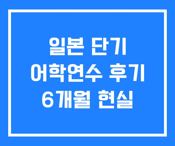 일본 단기 어학연수 후기 6개월 현실