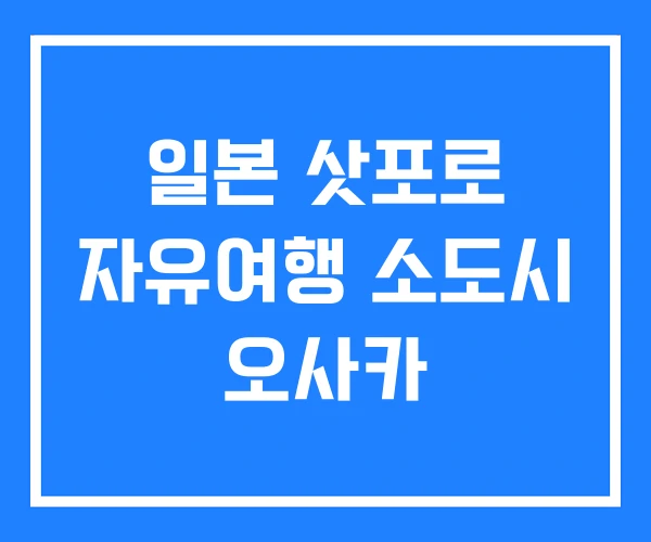 일본 삿포로 자유여행 소도시 오사카 일본 삿포로 자유여행 소도시 오사카