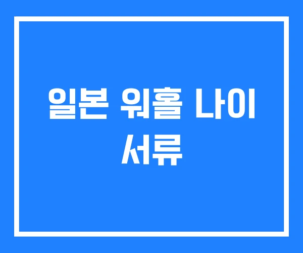 일본 워홀 나이 서류