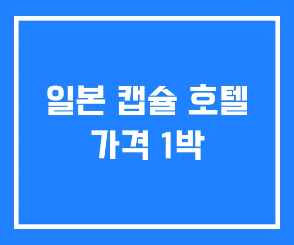 일본 캡슐 호텔 가격 1박 일본 캡슐 호텔 가격 1박